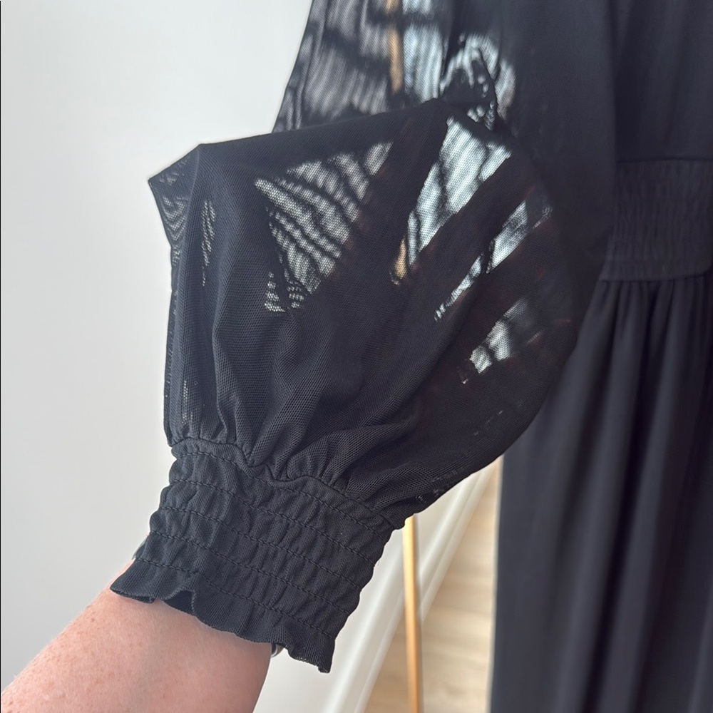 NWT Mesh Sleeve Black Maxi Dress - Picture 4 of 9
